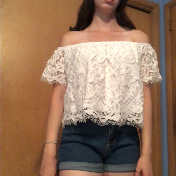 Express Tops - White lace top Express Tops - White lace top